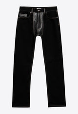 Versace Leather-Trimmed Straight Jeans Black 10259021A18406/T_VERSA-2DC90