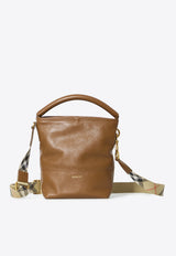 Burberry B Clip Grained Leather Bucket Bag Brown 8123598--B8630