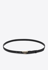 Prada Triangle Logo Leather Belt Black 1CC621053/T_PRADA-F0002