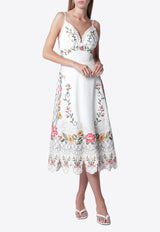 Farm Rio Floral Embroidered Midi Dress Ivory 355804CO/T_FARM-L0025