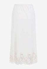 Scalloped Lace Pencil Midi Skirt