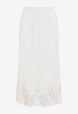 Scalloped Lace Pencil Midi Skirt