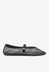 Alaïa Rhinestone Mesh Ballet Flats Brown AA3A029A023NY/T_ALAIA-U15