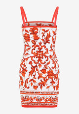 Majolica Print Charmeuse Mini Dress