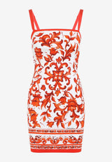 Majolica Print Charmeuse Mini Dress