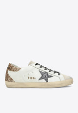 Golden Goose DB Super Star Low-Top Sneakers with Glittered Star and Heel White GWF00102F005358/T_GOLDE-82532