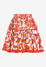 Majolica Print Poplin Mini Skirt