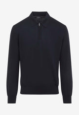 Half-Zip Wool Polo Sweater
