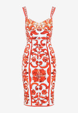 Majolica Print Charmeuse Midi Dress