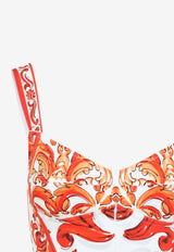 Majolica Print Charmeuse Midi Dress