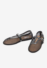 Alaïa Mesh and Leather Ballet Flats Black AA3A029TK007--999