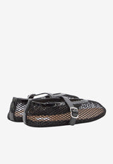 Alaïa Mesh and Leather Ballet Flats Black AA3A029TK007--999