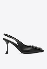 Roger Vivier Viv in The City 85 Slingback Pumps in Nappa Leather Black RVW8304578091T/T_ROGVI-B999