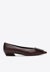 Roger Vivier Viv' in The City Nappa Leather Ballet Flats Burgundy RVW8244550091T/T_ROGVI-R805