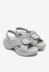 Roger Vivier Viv' Run Crystal Embellished Slingback Sandals Gray RVW66733560VLR/T_ROGVI-191Q