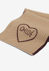 Chloé Encoeur Cashmere-Wool Knit Scarf Brown CH26AKS03WCS218_bfcaada4-56b8-4617-9bb0-1a4e5910ed14
