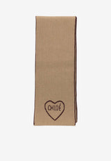 Chloé Encoeur Cashmere-Wool Knit Scarf Brown CH26AKS03WCS218_bfcaada4-56b8-4617-9bb0-1a4e5910ed14