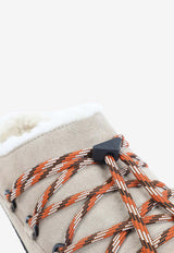 Suede Leather Shearling Flat Mules