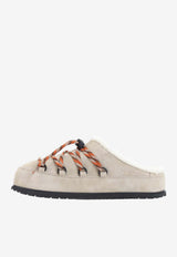 Suede Leather Shearling Flat Mules