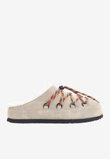 Suede Leather Shearling Flat Mules