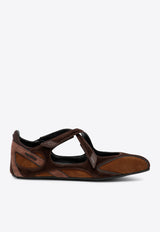 The Attico Floor 01 Suede Ballet Flats Brown 261WSH00871LBT040AA/T_ATTIC-773