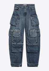 The Attico Fern Washed Denim Cargo Pants Blue 261WCP00084DDD122AA/T_ATTIC-676