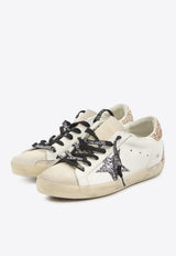 Golden Goose DB Super Star Leather Sneakers with Glittered Star and Heel White GWF00102-F005358-82532
