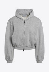 The Attico Zip-Up Boxy Hooded Sweatshirt Gray 261WCF00026JJF003AA/T_ATTIC-183