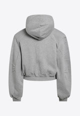The Attico Zip-Up Boxy Hooded Sweatshirt Gray 261WCF00026JJF003AA/T_ATTIC-183