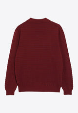 Miu Miu Striped Piqué Knit Polo Sweater Burgundy MML05ROOO184Q/T_MIU-F0399