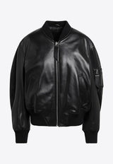 The Attico Anja Leather Bomber Jacket Black 261WCB00004LBT128AA/T_ATTIC-100