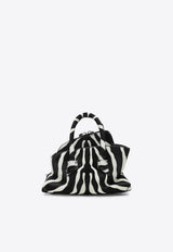 The Attico Mini La Passeggiata Zebra Print Handbag in Pony Hair Leather Monochrome 260WAH00063LBT156PR/T_ATTIC-020