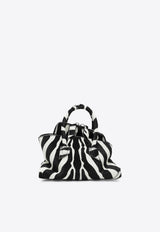 The Attico Mini La Passeggiata Zebra Print Handbag in Pony Hair Leather Monochrome 260WAH00063LBT156PR/T_ATTIC-020