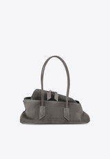 The Attico Small La Passeggiata Suede Shoulder Bag Gray 251WAH00058LBT108AA/T_ATTIC-084