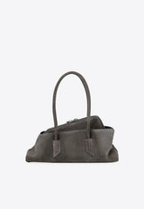 The Attico Small La Passeggiata Suede Shoulder Bag Gray 251WAH00058LBT108AA/T_ATTIC-084