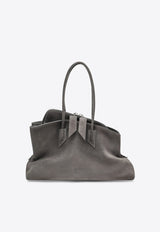 The Attico Medium La Passeggiata Brushed Suede Shoulder Bag Gray 251WAH00054LBT108AA/T_ATTIC-233