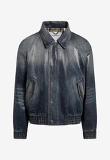 Burberry Coated Denim Aviator Jacket Blue 8121597174990/S_BURBE-A1322