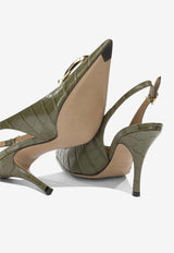 Ferragamo Sara 65 Slingback Pumps in Croc-Embossed Leather Green 0794993_2d85ceab-1bdc-4b0f-98d8-78a1a7ca309d