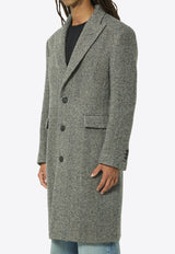 Golden Goose DB Single-Breasted Herringbone Wool Coat Gray GMP00986-P000616-81173