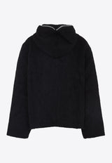 Zip-Up Hood Sweatshirt in Wool Blend