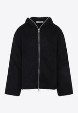 Zip-Up Hood Sweatshirt in Wool Blend
