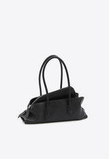 The Attico Small La Passeggiata Leather Shoulder Bag Black 250WAH00058-LBT019AA-100