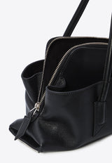 The Attico Small La Passeggiata Leather Shoulder Bag Black 250WAH00058-LBT019AA-100