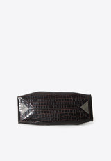 The Attico Medium La Passeggiata Shoulder Bag in Croc-Embossed Leather Brown 250WAH00054-LTB021PR-207