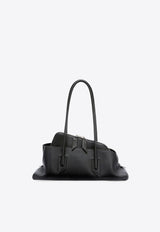 The Attico Small La Passeggiata Leather Shoulder Bag Black 250WAH00058LBT019AA/T_ATTIC-100