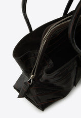 The Attico Small La Passeggiata Shoulder Bag in Croc-Embossed Leather Brown 251WAH00058-021PR-207