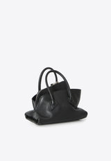 The Attico Mini La Passeggiata Leather Shoulder Bag Black 260WAH00063-117AA-100