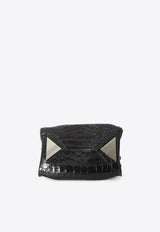 The Attico Mini La Passeggiata Handbag in Croc-Embossed Leather Black 260WAH00063-155PR-100