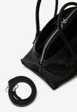 The Attico Mini La Passeggiata Handbag in Croc-Embossed Leather Black 260WAH00063-155PR-100
