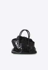 The Attico Mini La Passeggiata Handbag in Croc-Embossed Leather Black 260WAH00063-155PR-100